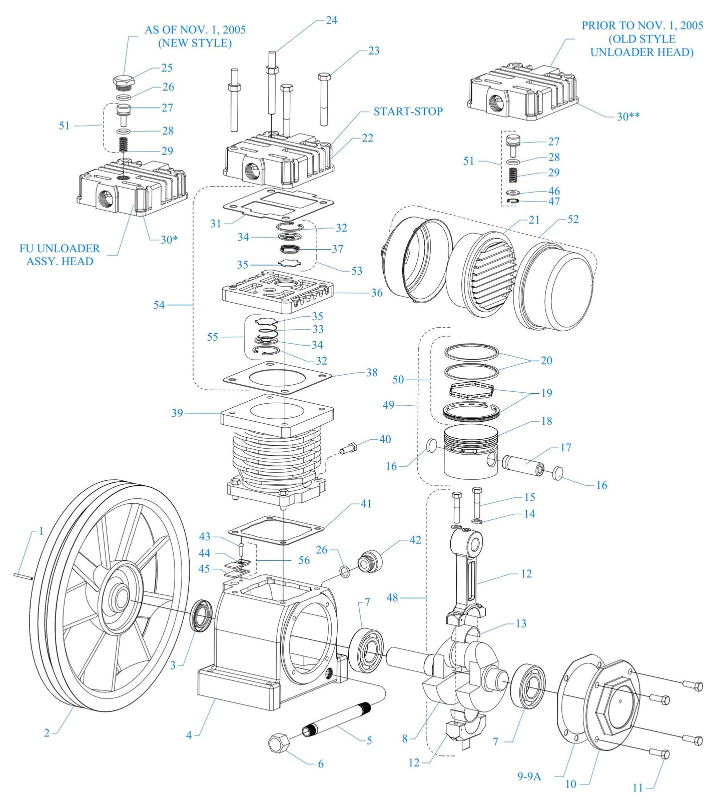F34A-30V-SSC One Cylinder Single Stage Assembly Parts