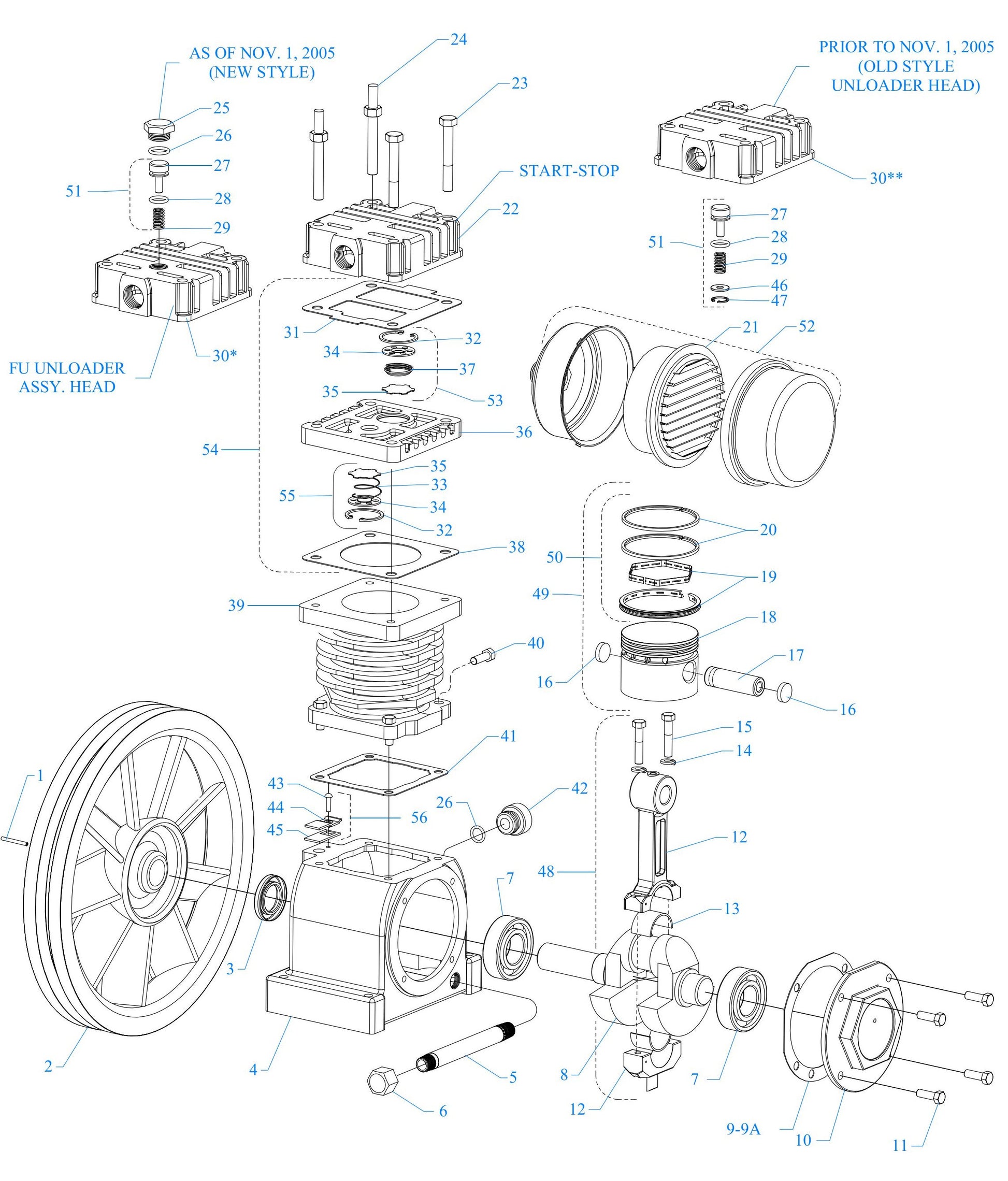 F34A-B One Cylinder Single Stage/ Pump Assembly Parts