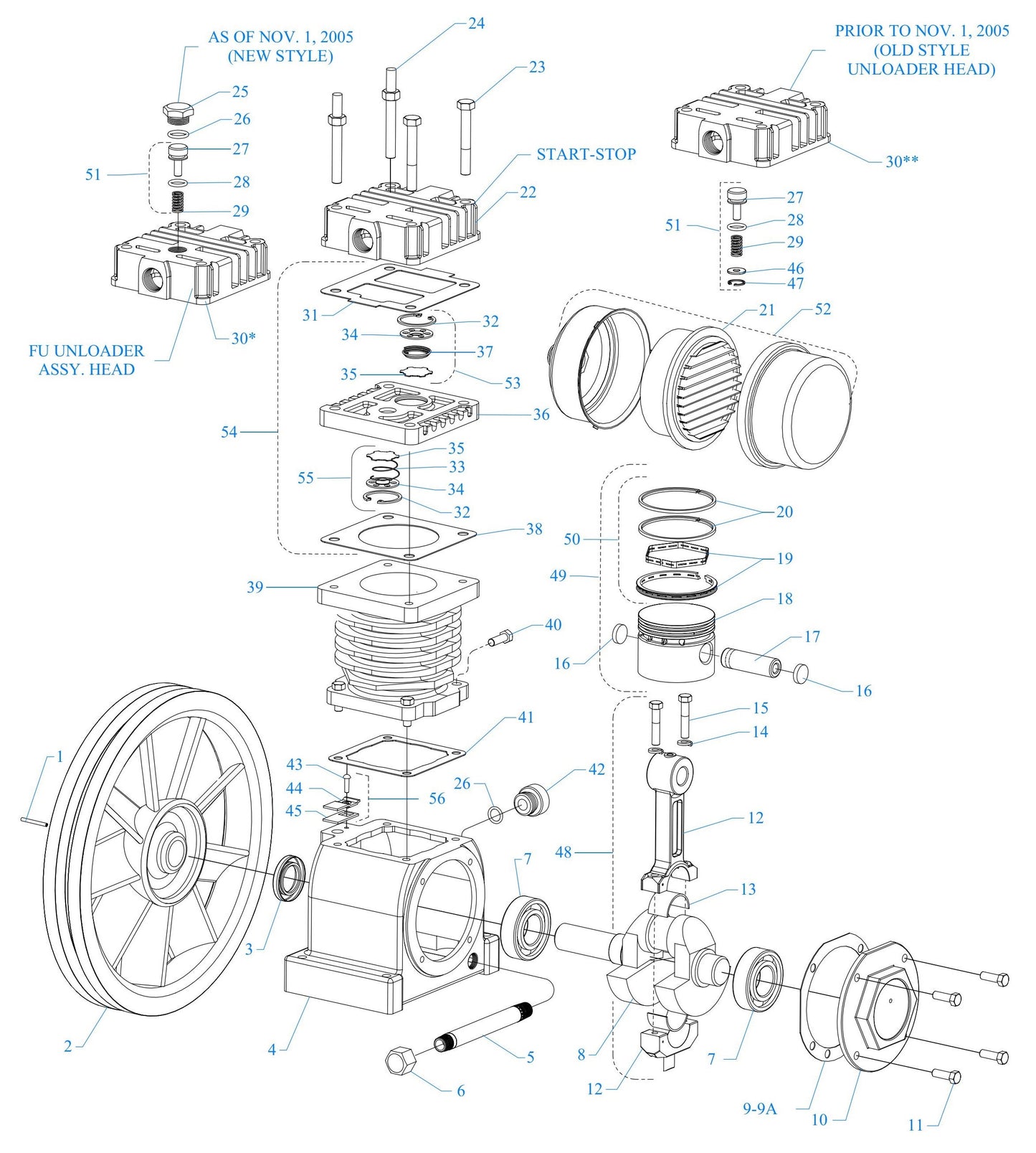 F34S-17UMS One Cylinder Single Stage Assembly Parts