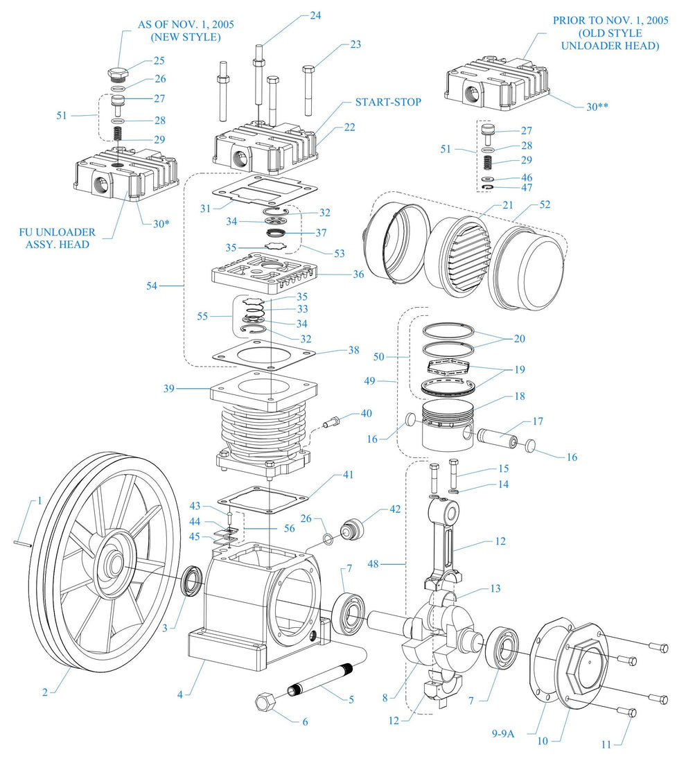 F34S-17UMS One Cylinder Single Stage Assembly Parts