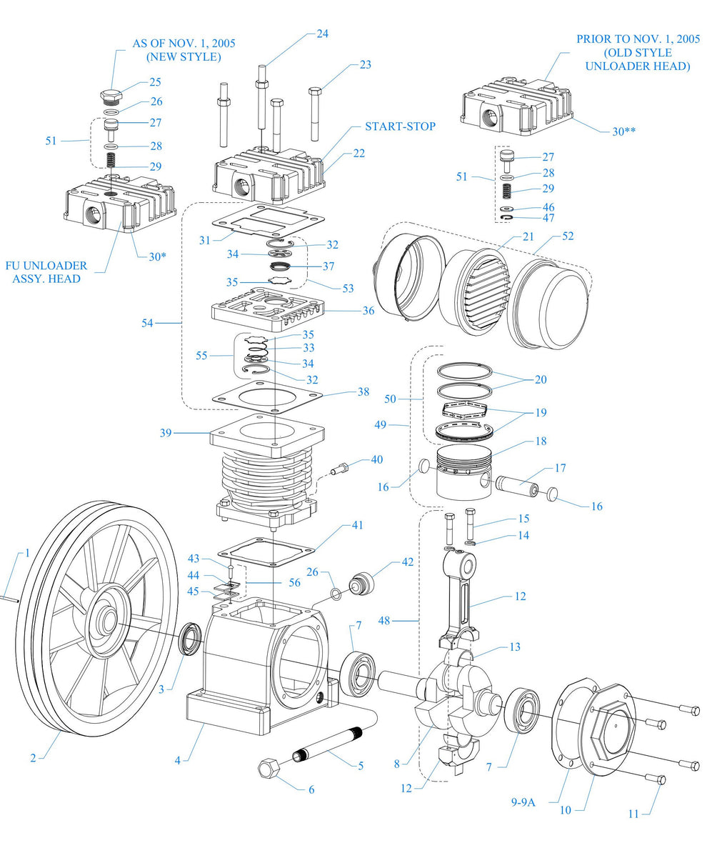 F34S-BS One Cylinder Single Stage/ Pump Assembly Parts