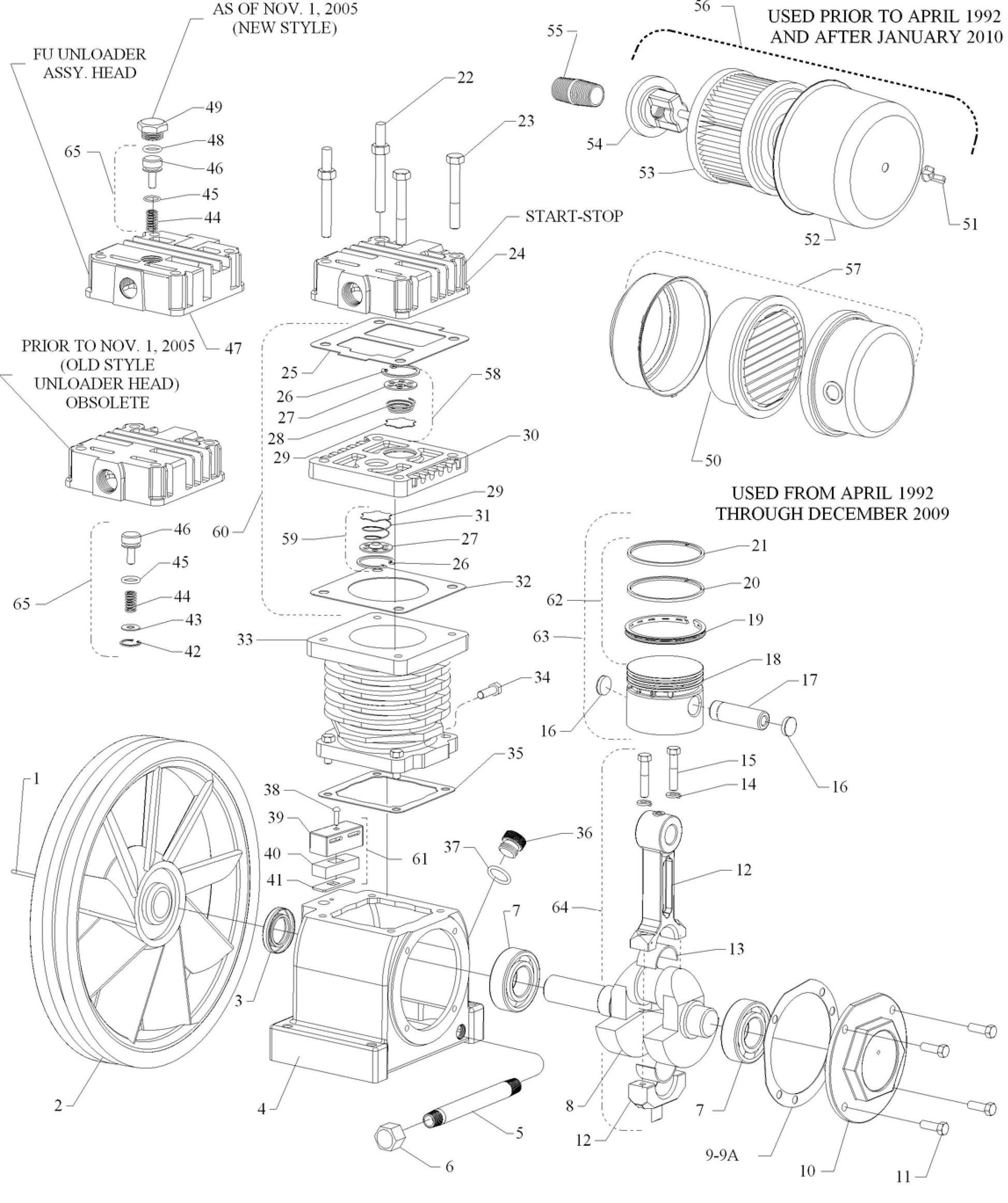 F Pump One Cylinder Single Stage Assembly Parts