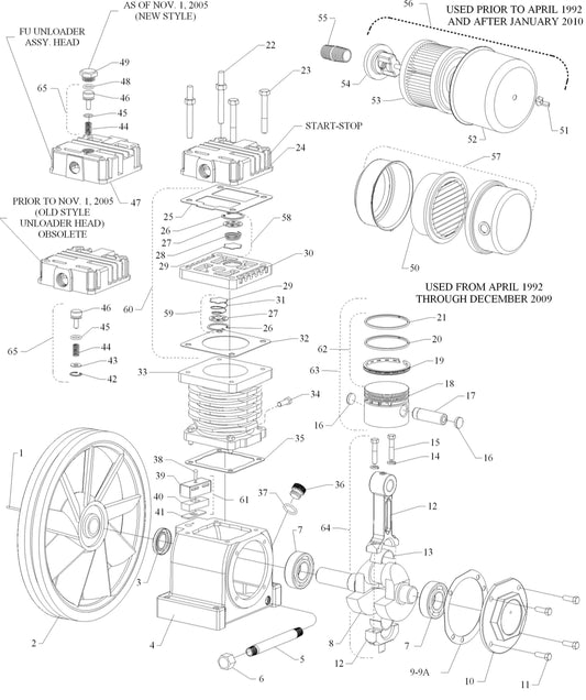 F Pump One Cylinder Single Stage Assembly Parts