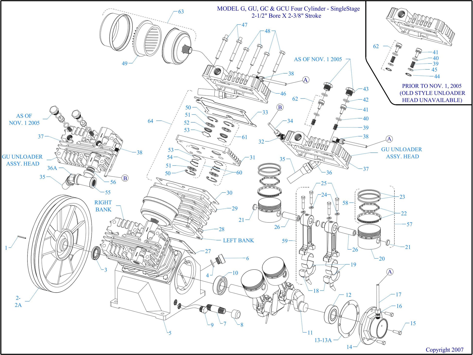 G2S-BS ACGD Four Cylinder-Single Stage Assembly Parts