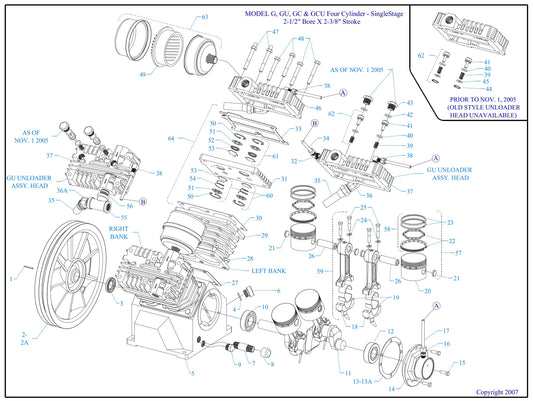 G3S-30UMS Four Cylinder-Single Stage Assembly Parts