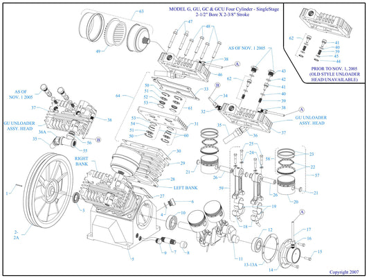 GC5S-17UMS Four Cylinder-Single Stage Assembly Parts