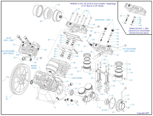 GC5S-30UMS Four Cylinder-Single Stage Assembly Parts