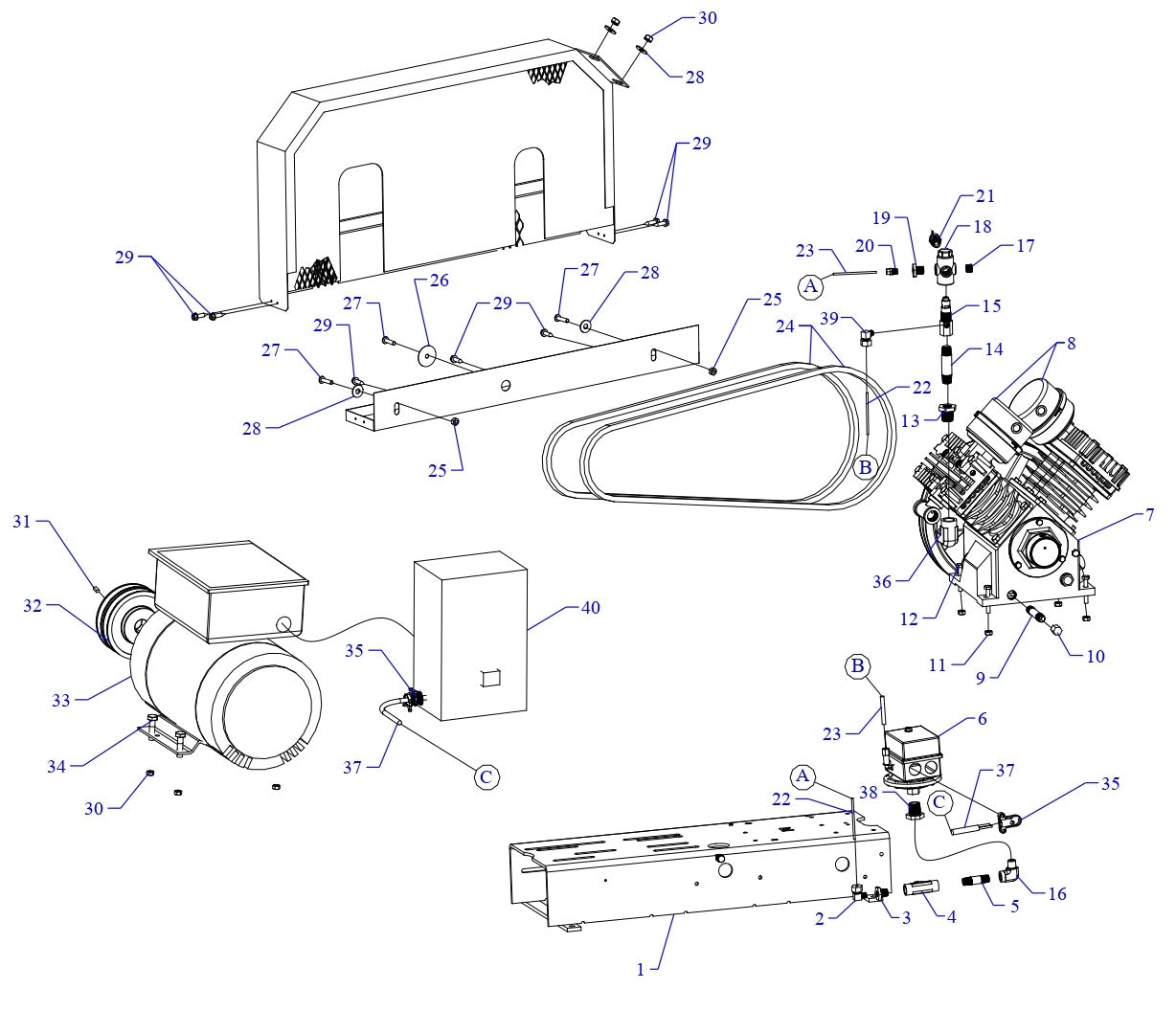 GC5S-BS-ACGJ Single Phase Air Compressor Assembly Parts By Jenny