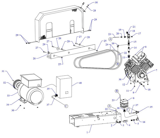 GC5S-BS-ACGJ Single Phase Air Compressor Assembly Parts By Jenny
