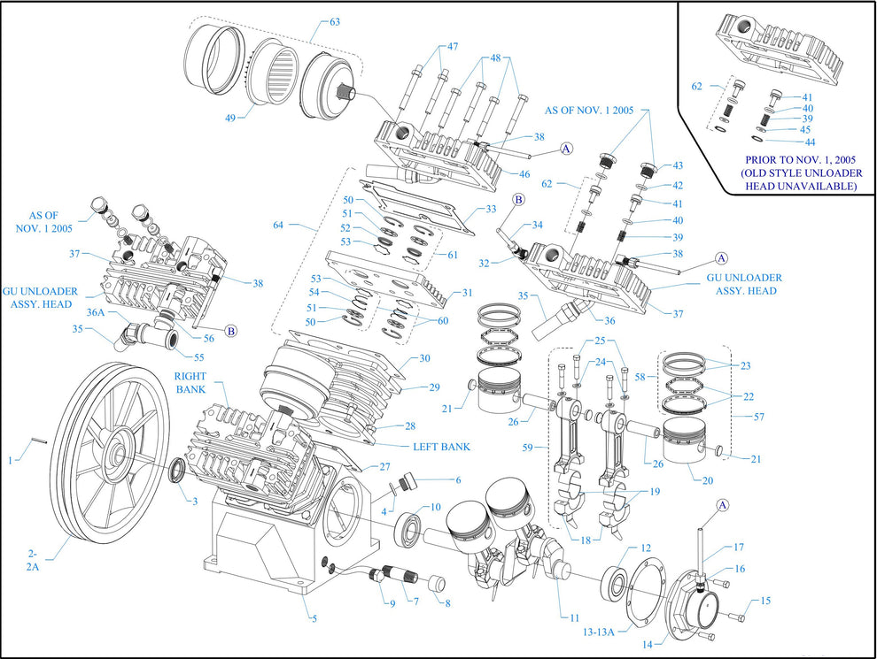 GC5S-BS Four Cylinder-Single Stage Assembly Parts
