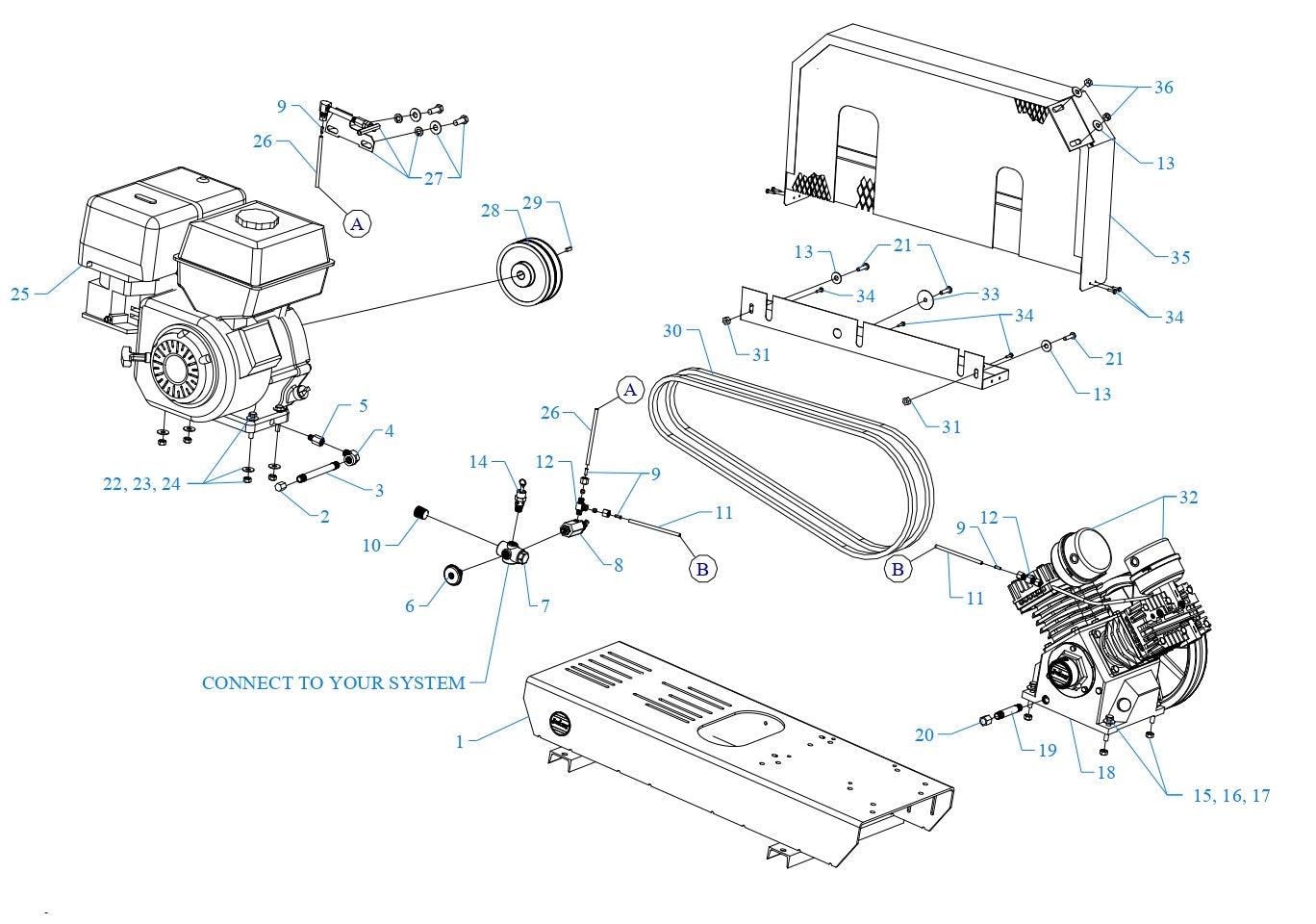 GT8HGB-B Single Phase Air Compressor Assembly Parts By Jenny