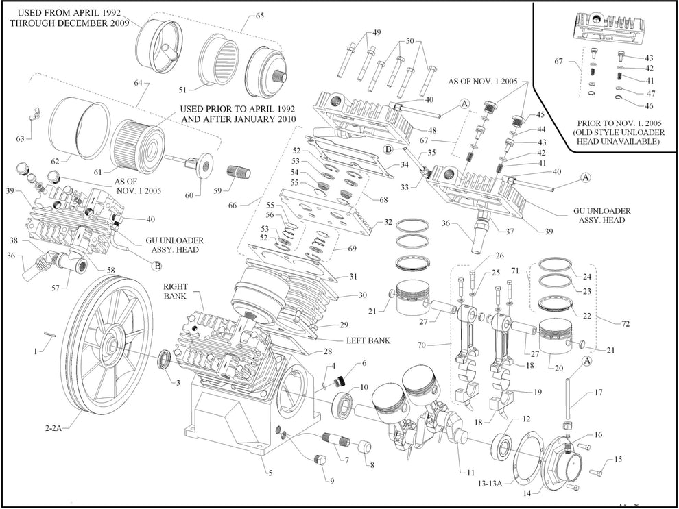 GCU Pump Four Cylinder-Single Stage Assembly Parts