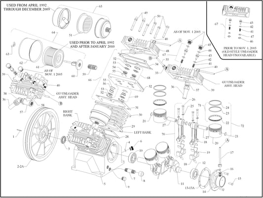 G Pump Four Cylinder-Single Stage Assembly Parts