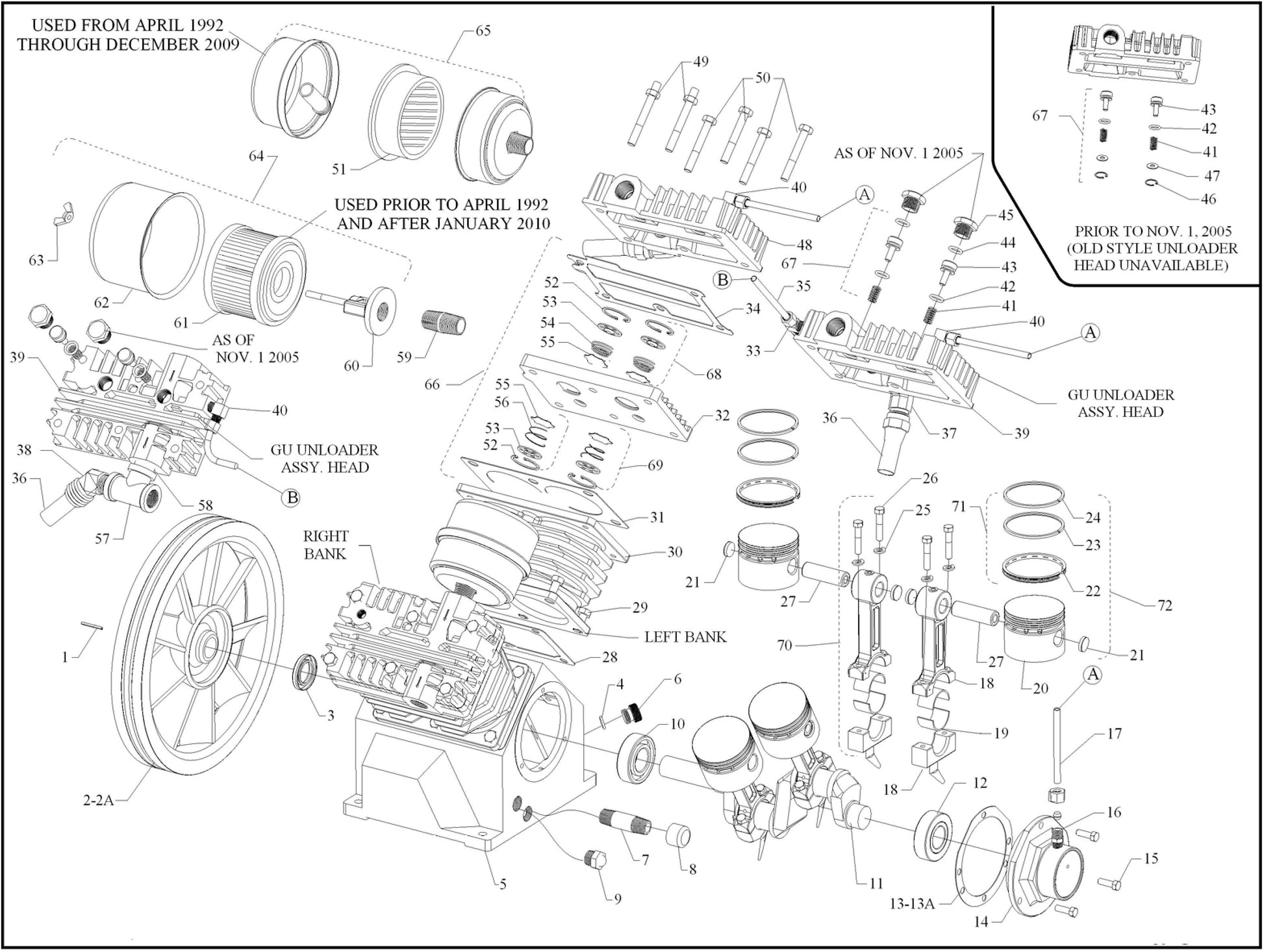 GU Pump Four Cylinder-Single Stage Assembly Parts