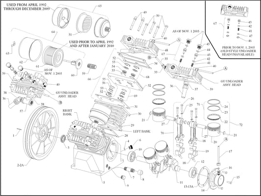 MG Pump Four Cylinder-Single Stage Assembly Parts