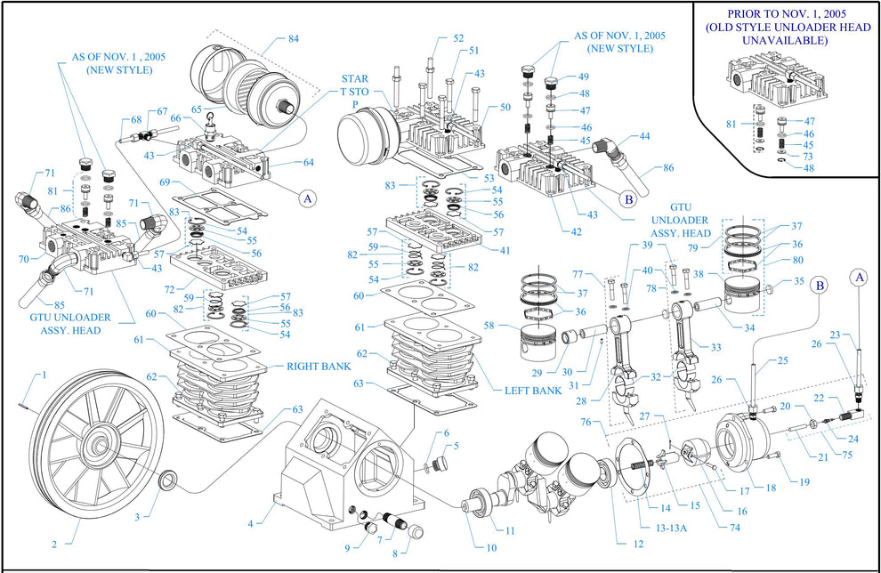 GT2B-B Four Cylinder-Two Stage Assembly Parts