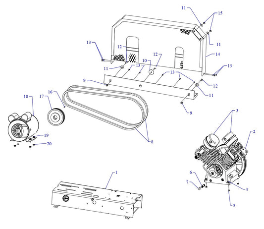 GT2B-B Air Compressor Single &amp; Three Phase  Assembly Parts By Jenny