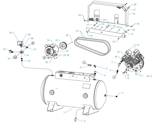 GT2C-60C-SSC Single &amp; Three Phase Air Compressor Assembly Parts By Jenny