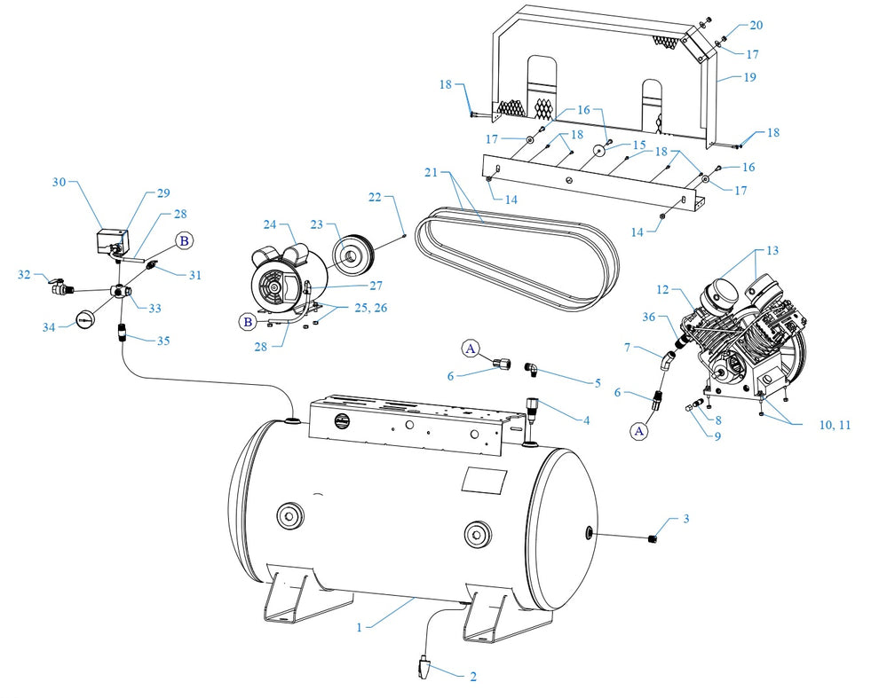 GT2C-60C-SSC Single &amp; Three Phase Air Compressor Assembly Parts By Jenny