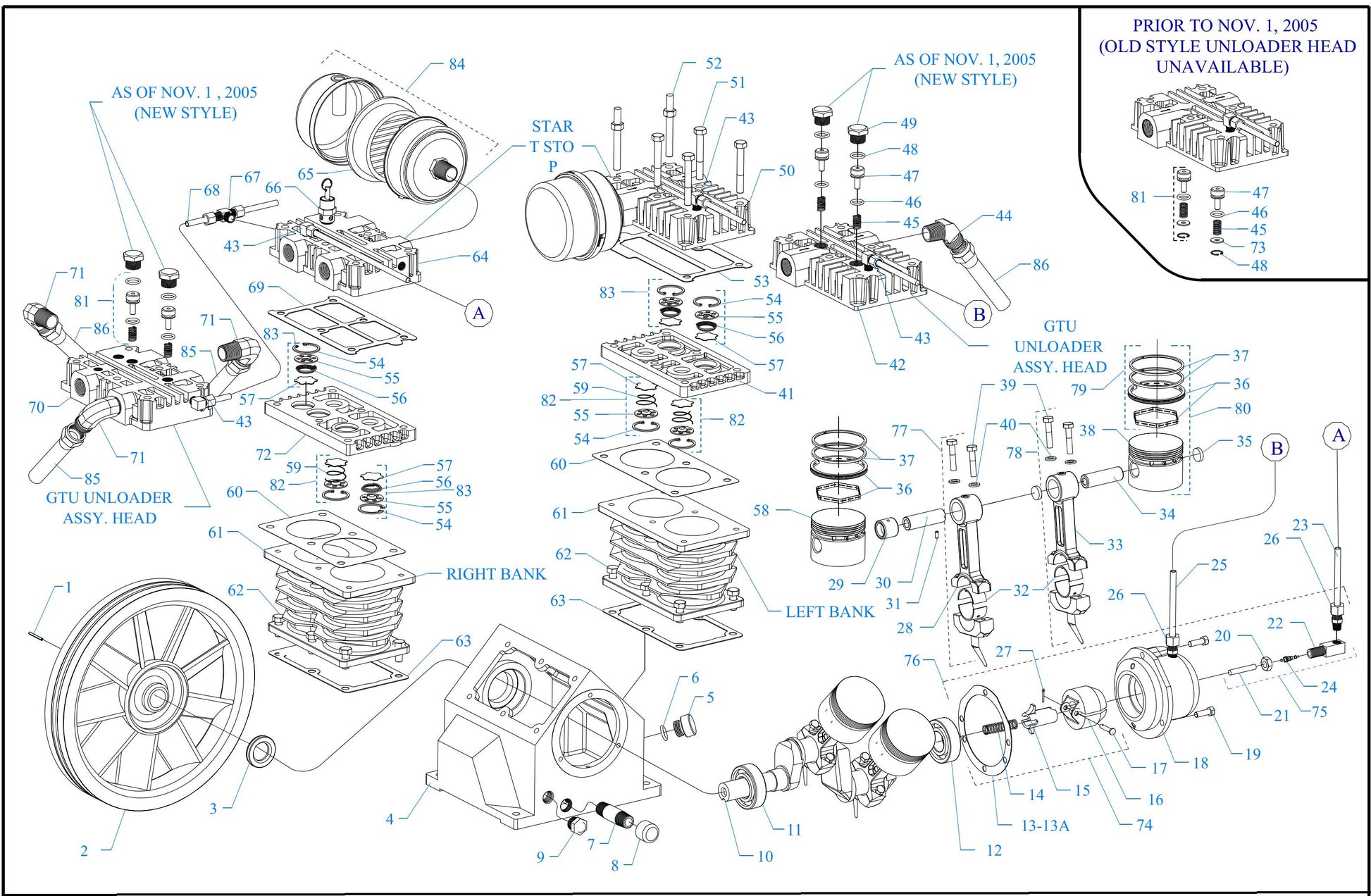 GT3B-B Four Cylinder-Two Stage Assembly Parts