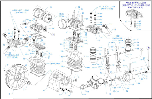GT3B-B Four Cylinder-Two Stage Assembly Parts