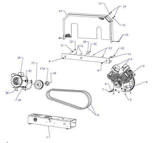 GT3B-B Air Compressor Single &amp; Three Phase  Assembly Parts By Jenny