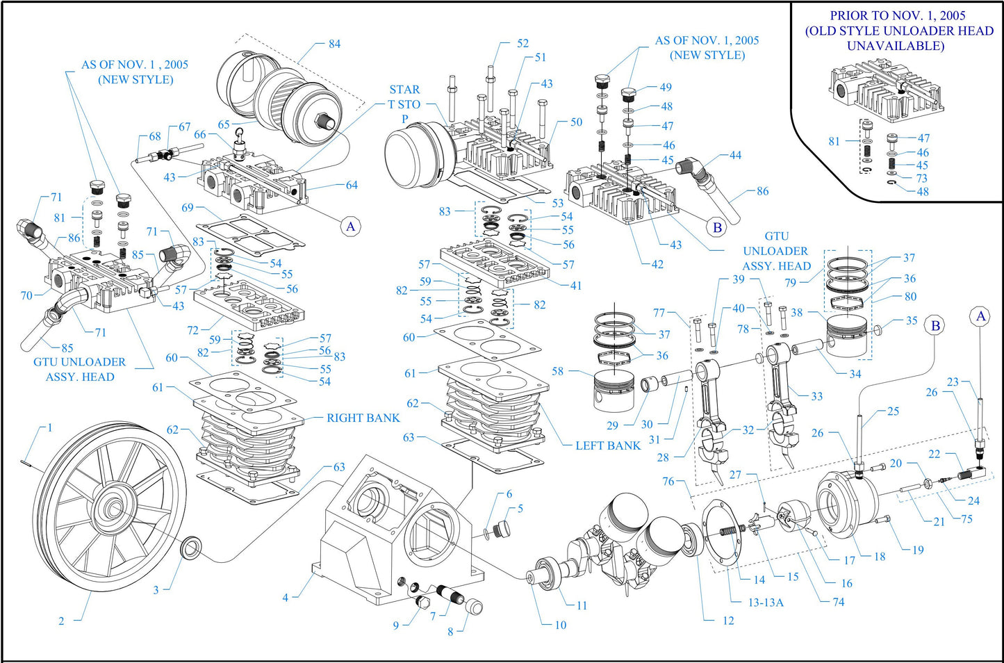 GT5B-B Four Cylinder-Two Stage Assembly Parts