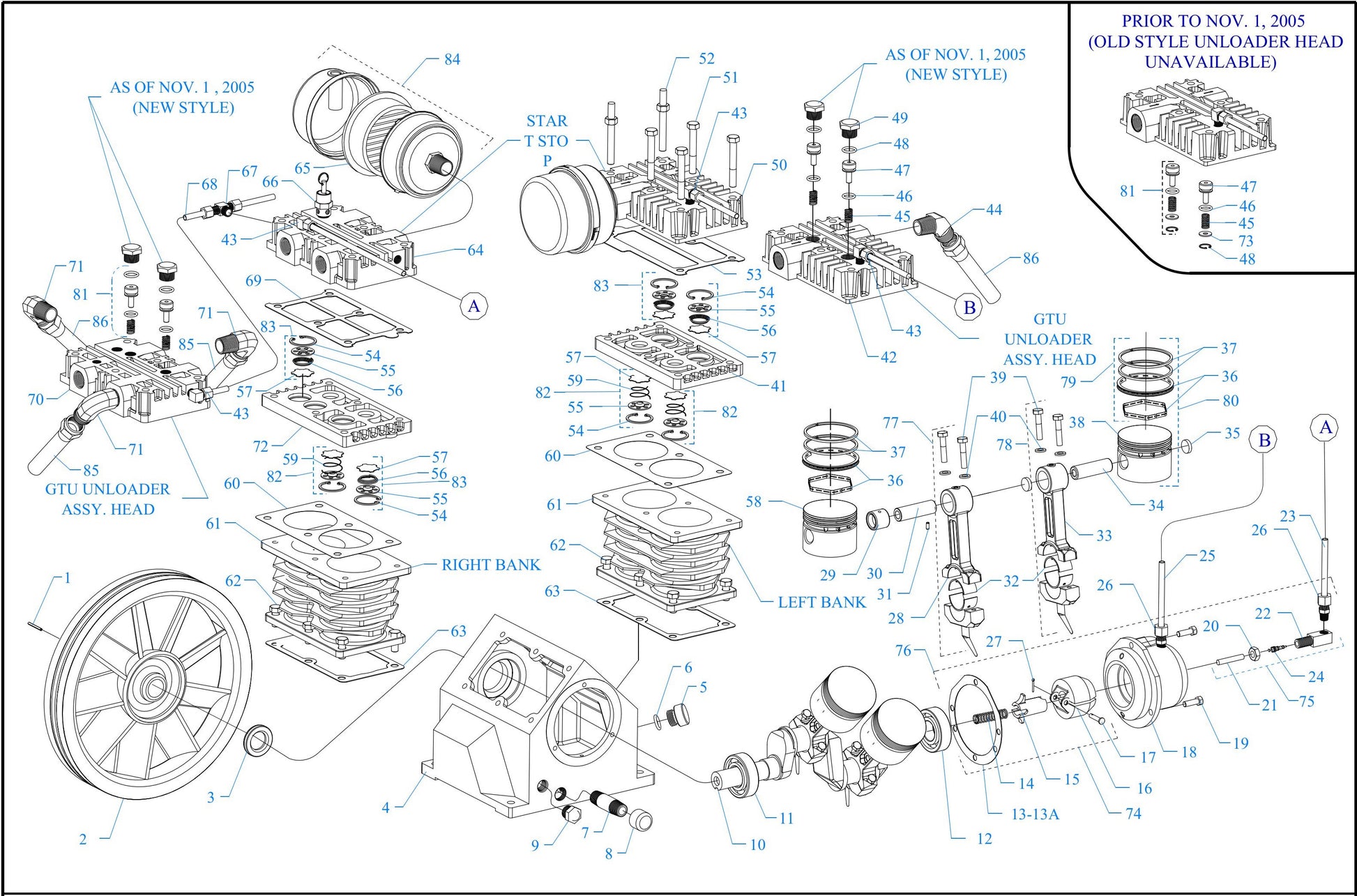 GT5B-B Four Cylinder-Two Stage Assembly Parts