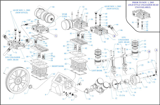 GT5B-B Four Cylinder-Two Stage Assembly Parts