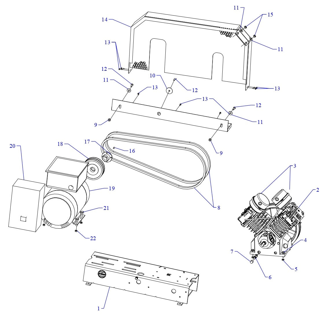 GT5B-B Air Compressor Single &amp; Three Phase  Assembly Parts By Jenny