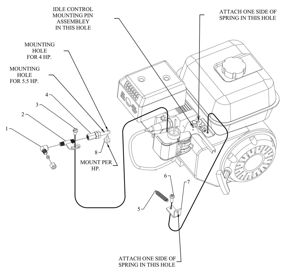 GT5HGB-B 4, 5.5, 6.5HP Honda Throttle Idle Control Assembly Parts