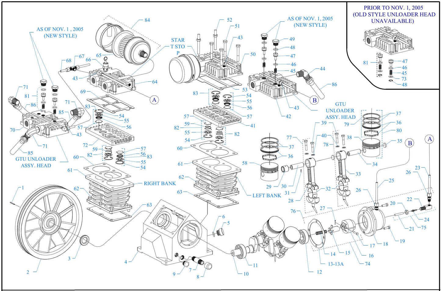 GT5HGB-B Four Cylinder-Two Stage Assembly Parts