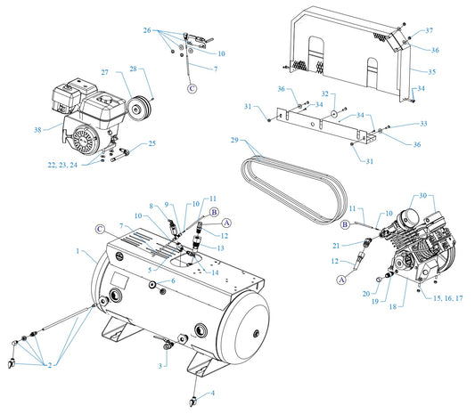 GT8HGB-30T Two Stage Air Compressor Assembly Parts By Jenny