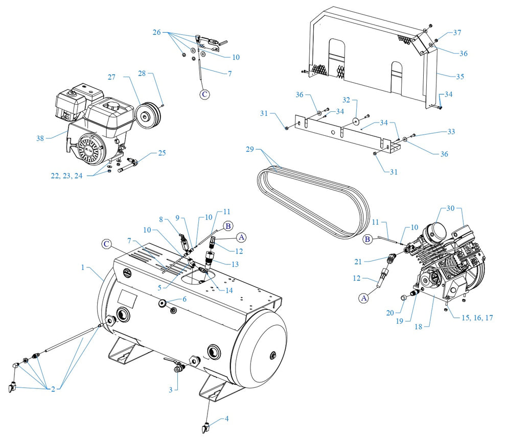GT8HGB-30T Two Stage Air Compressor Assembly Parts By Jenny