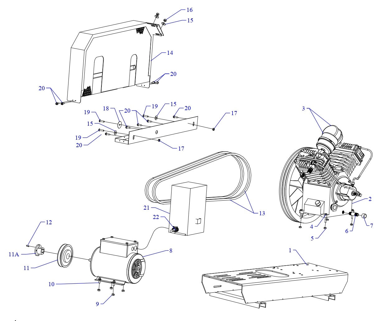 J5A-B Single &amp; Three Phase Air Compressor Assembly Parts By Jenny