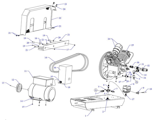 J5S-BS ACGJ Single Phase Air Compressor Assembly Parts By Jenny