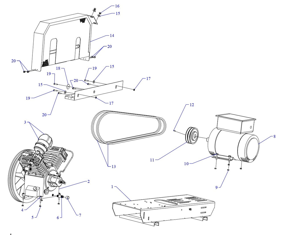 J5S-BS Single &amp; Three Phase Air Compressor Assembly Parts By Jenny