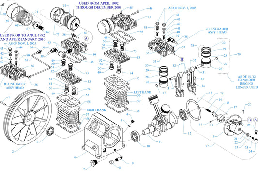 JU Pump Four Cylinder Single Stage Assembly Parts