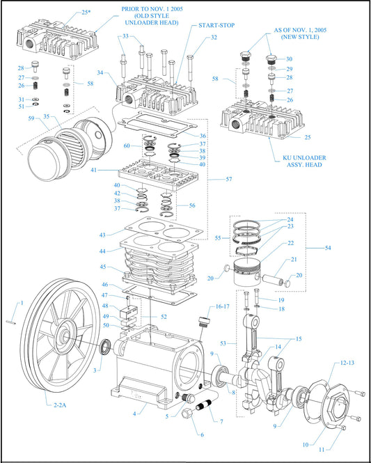 K15S-BS ACGK Two Cylinder Single Stage/Pump Assembly Parts