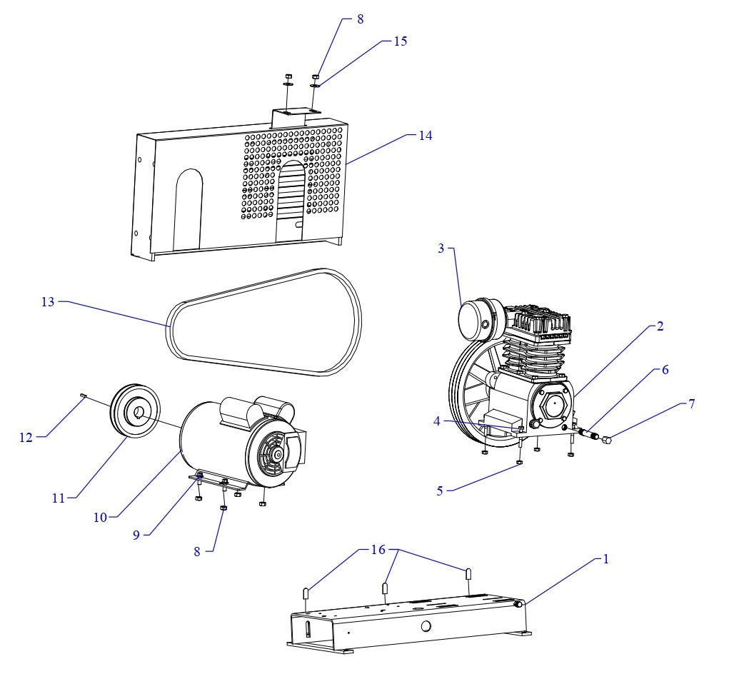 K1A-B Air Compressor Single &amp; Three Phase Assembly Parts By Jenny 