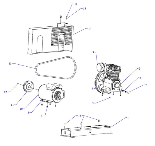 K1A-B Air Compressor Single &amp; Three Phase Assembly Parts By Jenny 
