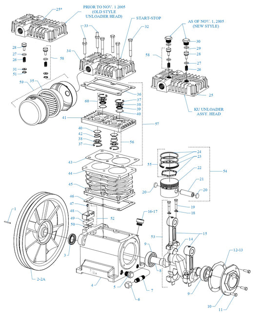 Model K &amp; KU Air Compressor Pump Assembly Parts By Jenny