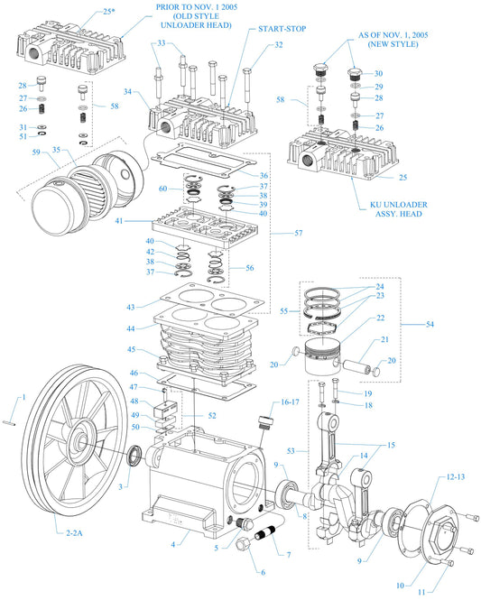 K1S-BS ACGK Two Cylinder Single Stage Assembly Parts