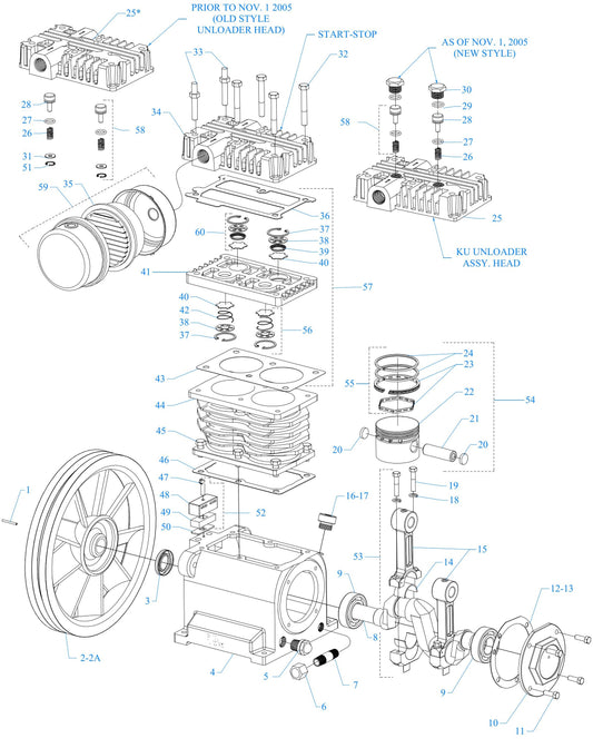 K2S-BS ACGK Two Cylinder Single Stage Assembly Parts