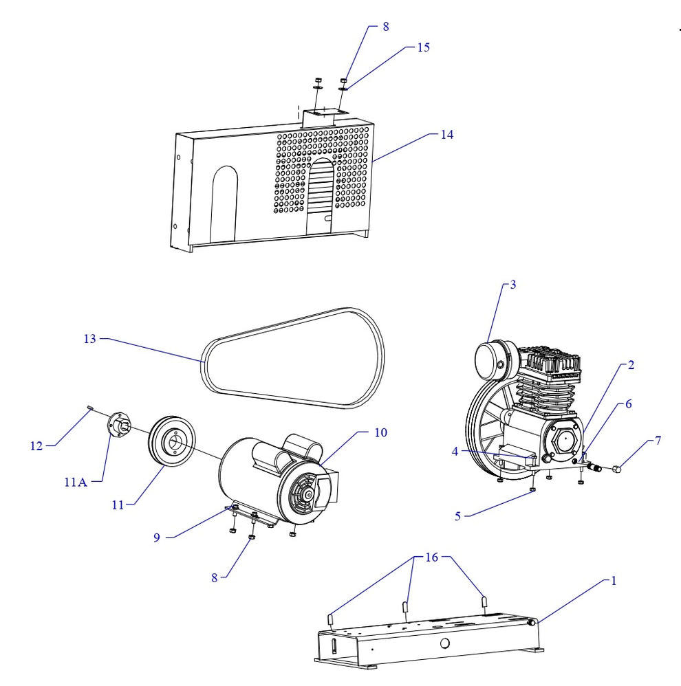 K2A-B Single &amp; Three Phase Air Compressor Assembly Parts By Jenny