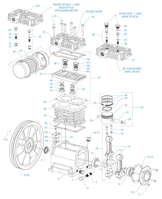 K34S-17UMS Two Cylinder Single Stage Assembly Parts