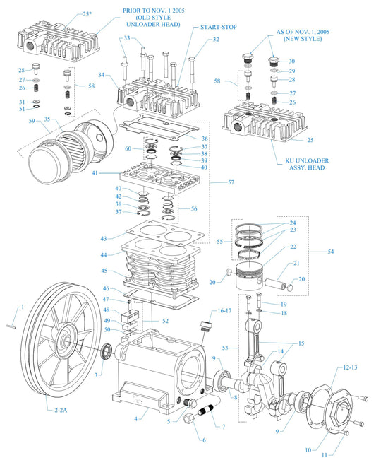 K34S-30UMS Two Cylinder Single Stage Assembly Parts
