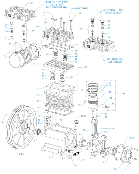 K34S-BS Two Cylinder Single Stage Assembly Parts