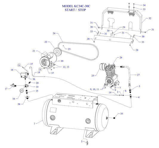 KC34C-30C-SSC Single & Three Phase Air Compressor Assembly Parts By Jenny