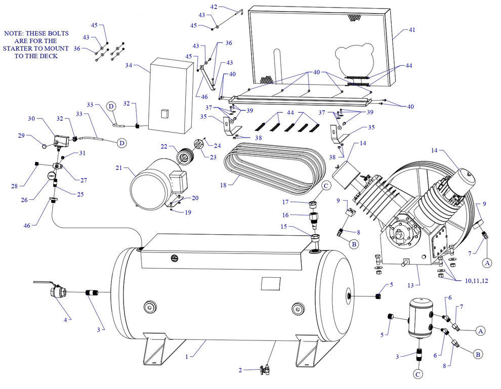 T15C-120C-SSC Single &amp; Three Phase Air Compressor Assembly Parts By Jenny